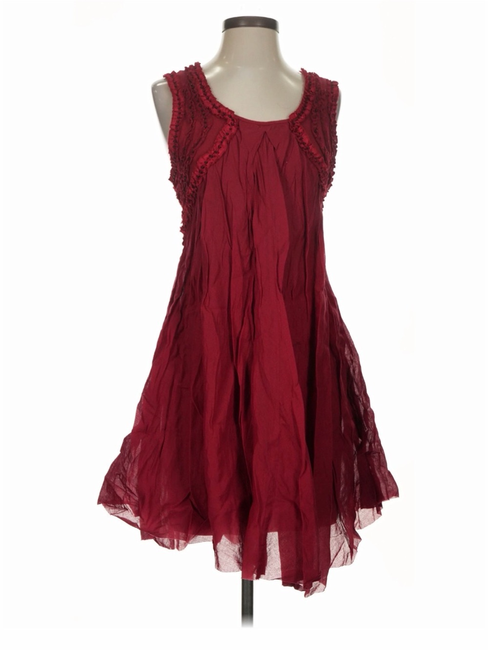 Free People Sleeveless Burgundy Gauze A-Line Dress